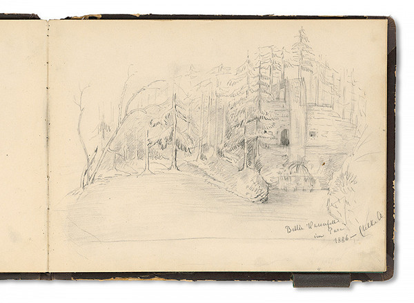 Andrássy, Adelheid Odescalchi – Pohľad na vodopád v parku Kaštieľa v Betliari 