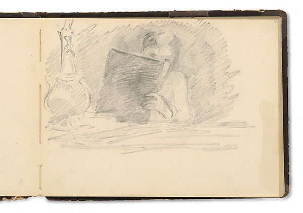 Andrássy, Adelheid Odescalchi – Náčrt kresliacej dievčiny. Pohľad na zástavbu domov (obojstranné) 