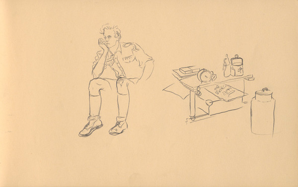 Ján Novák – Skautské zátišie so sediacou figúrou 