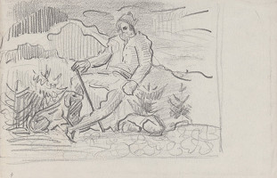 Arnold Peter Weisz-Kubínčan – Skicár 6 Sediaci muž a psy 