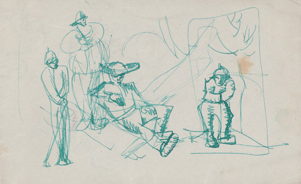 Arnold Peter Weisz-Kubínčan – Portrét muža v okuliaroch a mužské postavy 