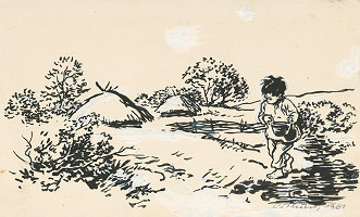 Ľudovít Ilečko – Chlapča pri potoku 