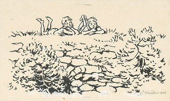 Ľudovít Ilečko – Dvaja chlapci na tráve 