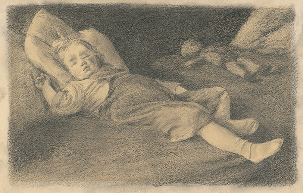 Ľudovít Ilečko – Spiace dieťa s bábikou