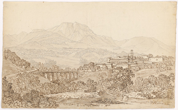 Francúzsky majster z 19. storočia – Krajina z južného Francúzska s rímskym akvaduktom 