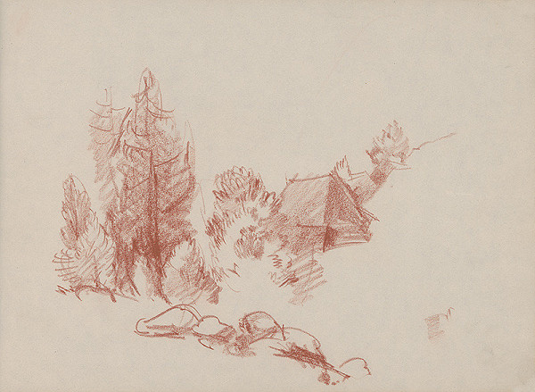 Ján Novák – Lesná krajina s chatou