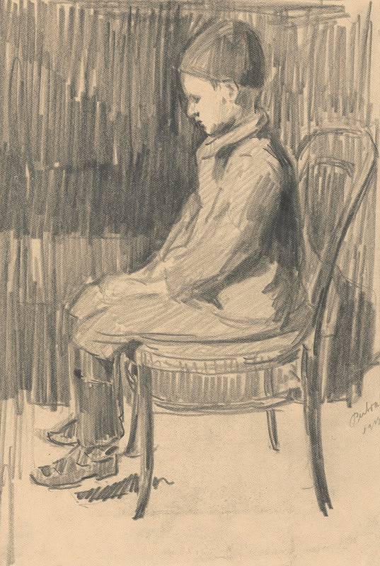 Eduard Putra – Štúdia chlapca sediaceho na stoličke