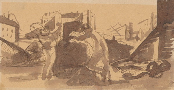 Ján Želibský – Štúdia k obrazu Barikáda 