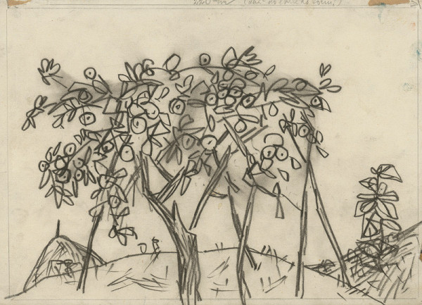 Peter Matejka – Náčrt humna s malým stohom 