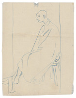 Jozef Fedora – Sediaci muž na drevenej lavici 