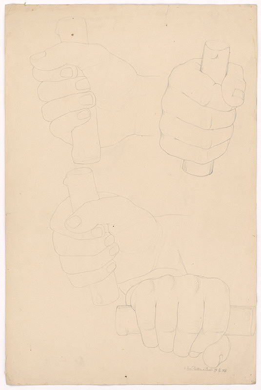 Ján Pálka – Štyri štúdie ruky držiacej drevenú tyč 