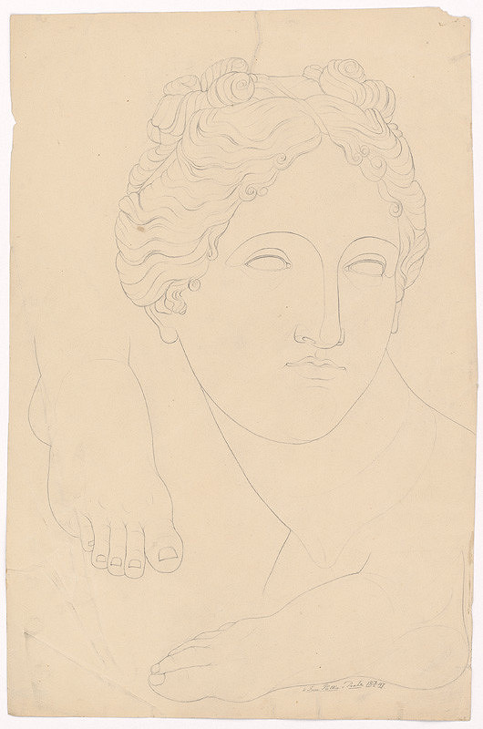 Ján Pálka – Štúdia ženskej hlavy podľa antického odliatku 