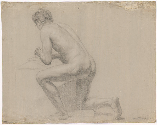 Ján Pálka – Male Nude Kneeling on his Right Knee