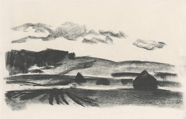 Alojz Klimo – Landscape with Haystacks 