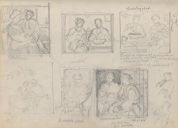 Štefan Polkoráb – Náčrtník s figur. štúdiami - Chudobný obed 