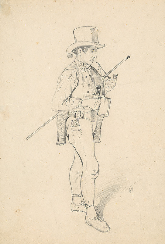 Friedrich Carl von Scheidlin – Štúdia mladého muža s paličkou