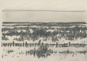 Peter Matejka – Štúdia krajiny s dreveným plotom 