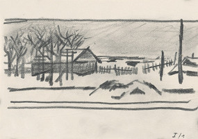 Peter Matejka – Štúdia krajiny s domom 