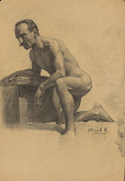 Emil Alexay-Olexák – Study of a Man Kneeling on One Knee 