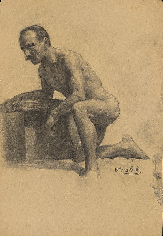 Emil Alexay-Olexák – Study of a Man Kneeling on One Knee 