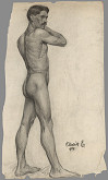 Emil Alexay-Olexák – Study of Standing Male Nude 