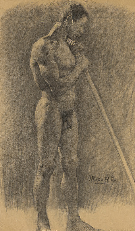 Emil Alexay-Olexák – Štúdia stojaceho muža s palicou