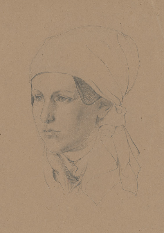 Friedrich Carl von Scheidlin – Štúdia dievčaťa v šatke 