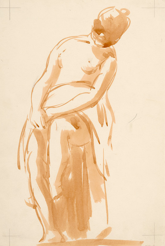 Jozef Kostka – Standing Nude with a Drapery