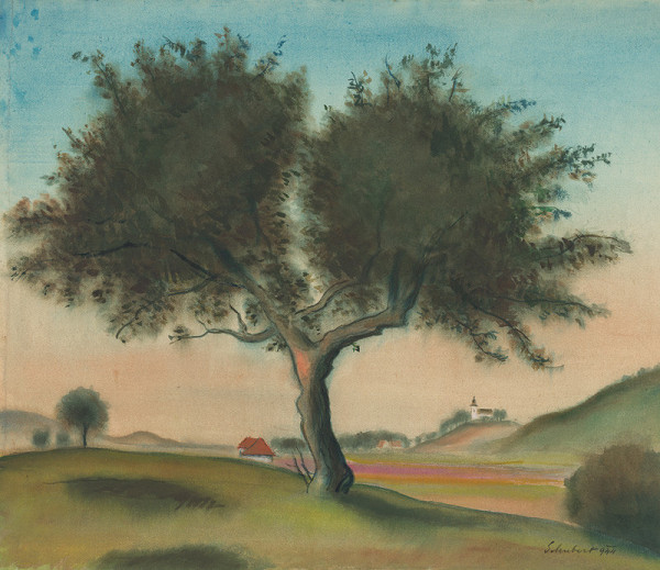 Július Schubert – Landscape with a Tree (From Lamač) 