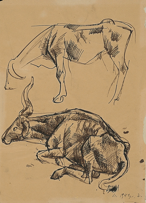 Ernest Zmeták – Study of Two Cows