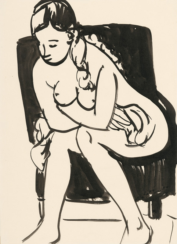 Jozef Kostka – Seated Girl with a Drapery