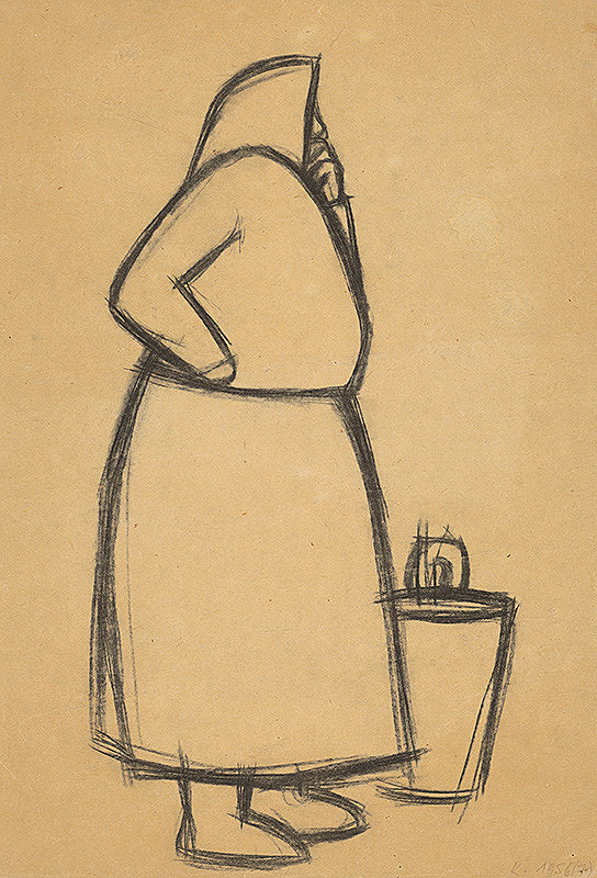 Vladimír Kompánek – Study of an Old Woman with a Bucket