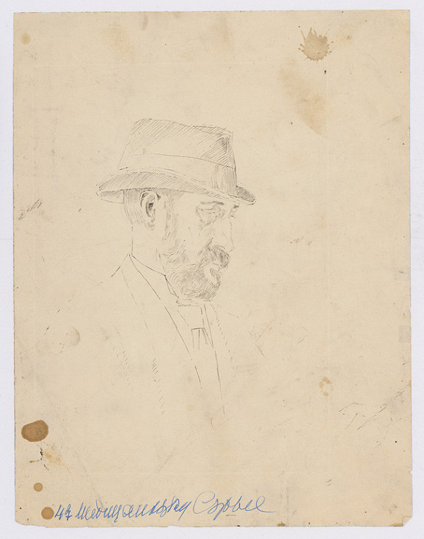 Ladislav Mednyánszky – Štúdia staršieho muža s plnofúzom v klobúku 