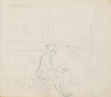 Gustáv Mallý – Skicár so 17. listami - Žena z profilu 