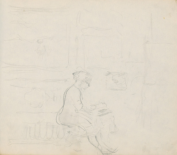 Gustáv Mallý – Skicár so 17. listami - Žena z profilu 