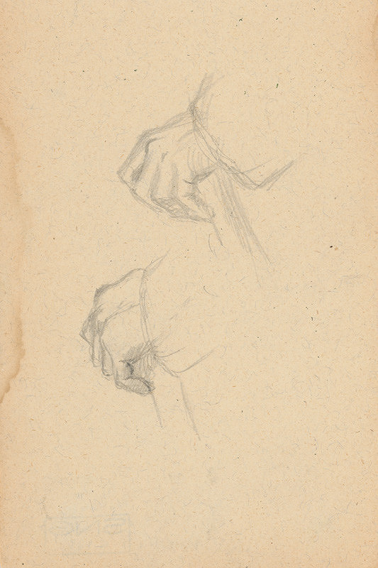 Gustáv Mallý – Study of Hands Holding a Stick 