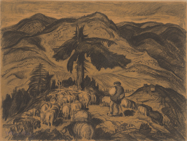 Martin Benka – Ovce na holiach - štúdia 