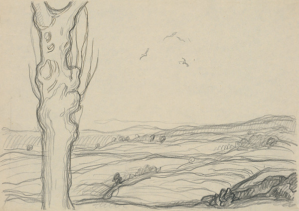Július Koreszka – Study of a Landscape with a Tree Trunk
