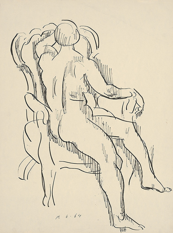 Ernest Zmeták – Sediaci ženský akt v kresle 