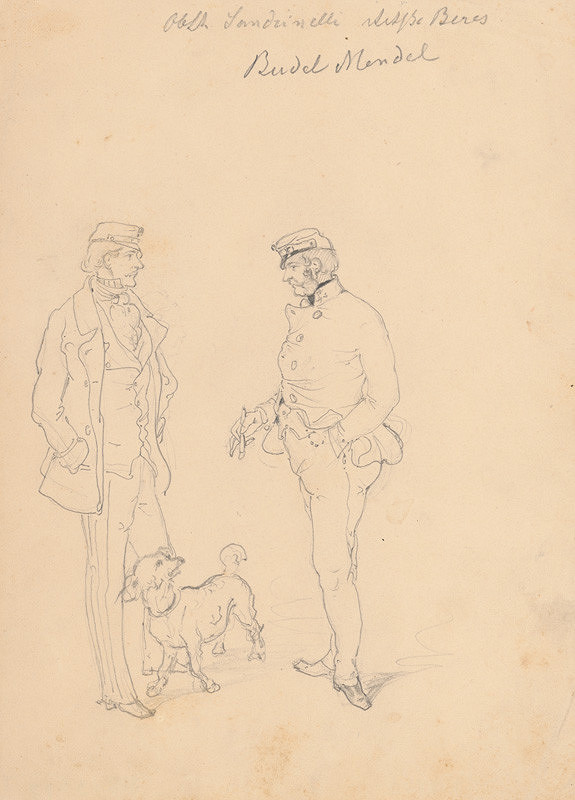 Friedrich Carl von Scheidlin – Štúdia dvoch mužov vo vojenskej uniforme so psom
