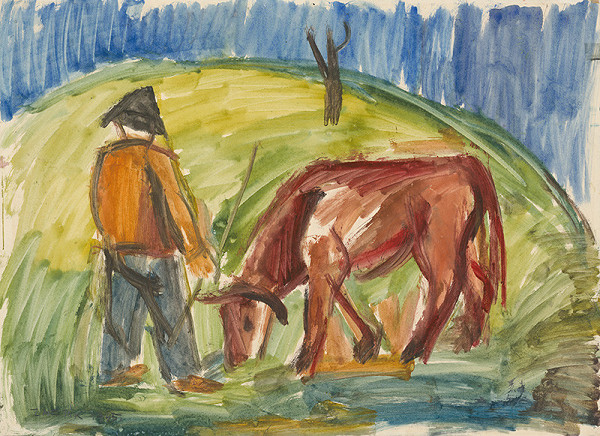 Ernest Zmeták – Herdboy with a Cow
