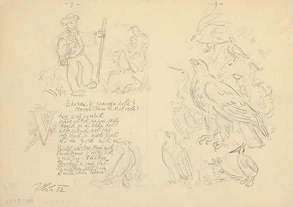 Jan Hála – IV. Study for the Illustrations of Maroško in Vtáčikovo 