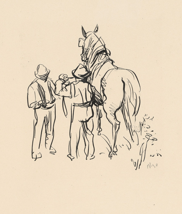 Jaroslav Vodrážka – Two Men with a Horse