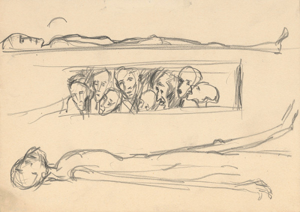 Ernest Špitz – Hlavy a dve ležiace figúry 