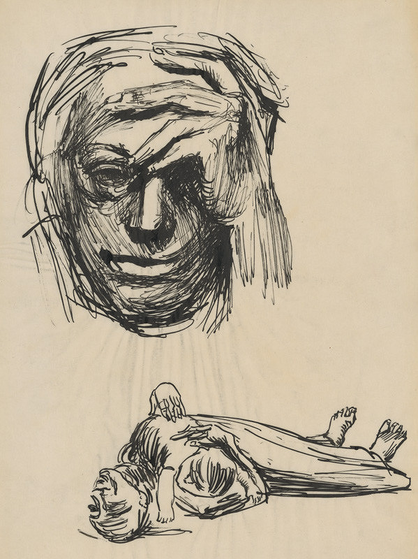 Ernest Špitz – Hlava s rukou na čele a ležiace figúry