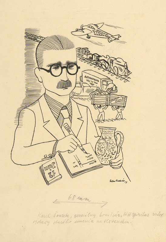 Štefan Bednár – Karel Šourek. Karikatúra 