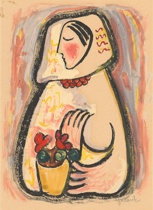 Mikuláš Galanda – Dievča s košíkom kvetov