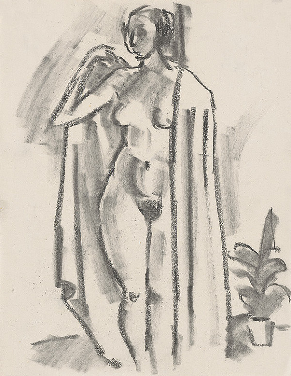 Eugen Nevan – Ženský akt s plášťom 