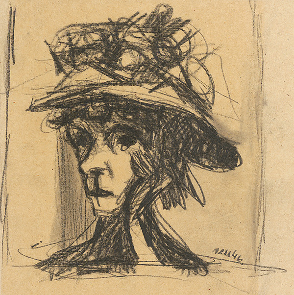 Viliam Chmel – Štúdia ženskej hlavy v klobúku
