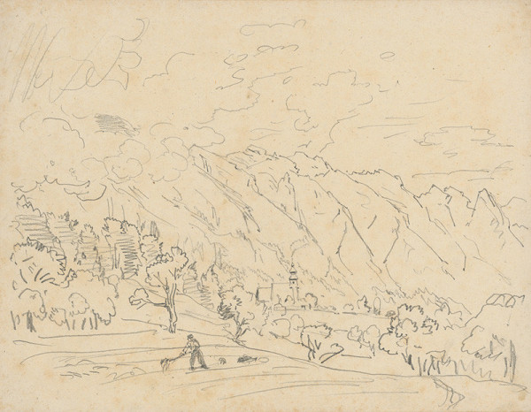 Jan Novopacký – Horská krajina s kostolíkom 